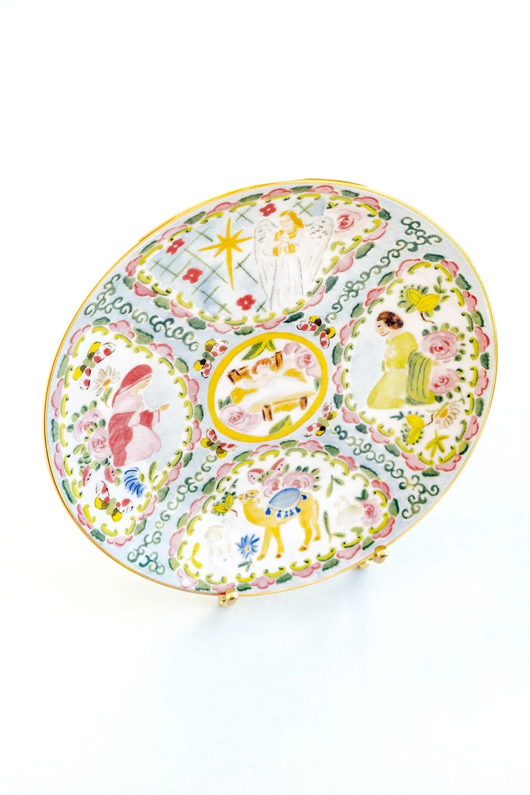 Rose Medallion Nativity Porcelain Plate | Catherine Cartie