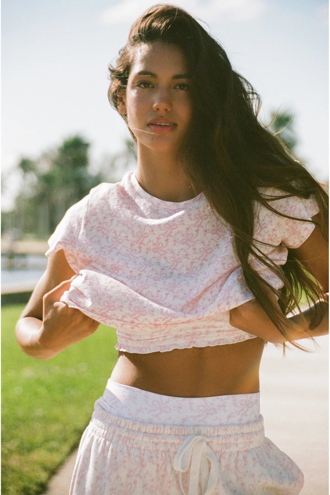 Rubin Cropped Tee - Chantilly | LoveShackFancy