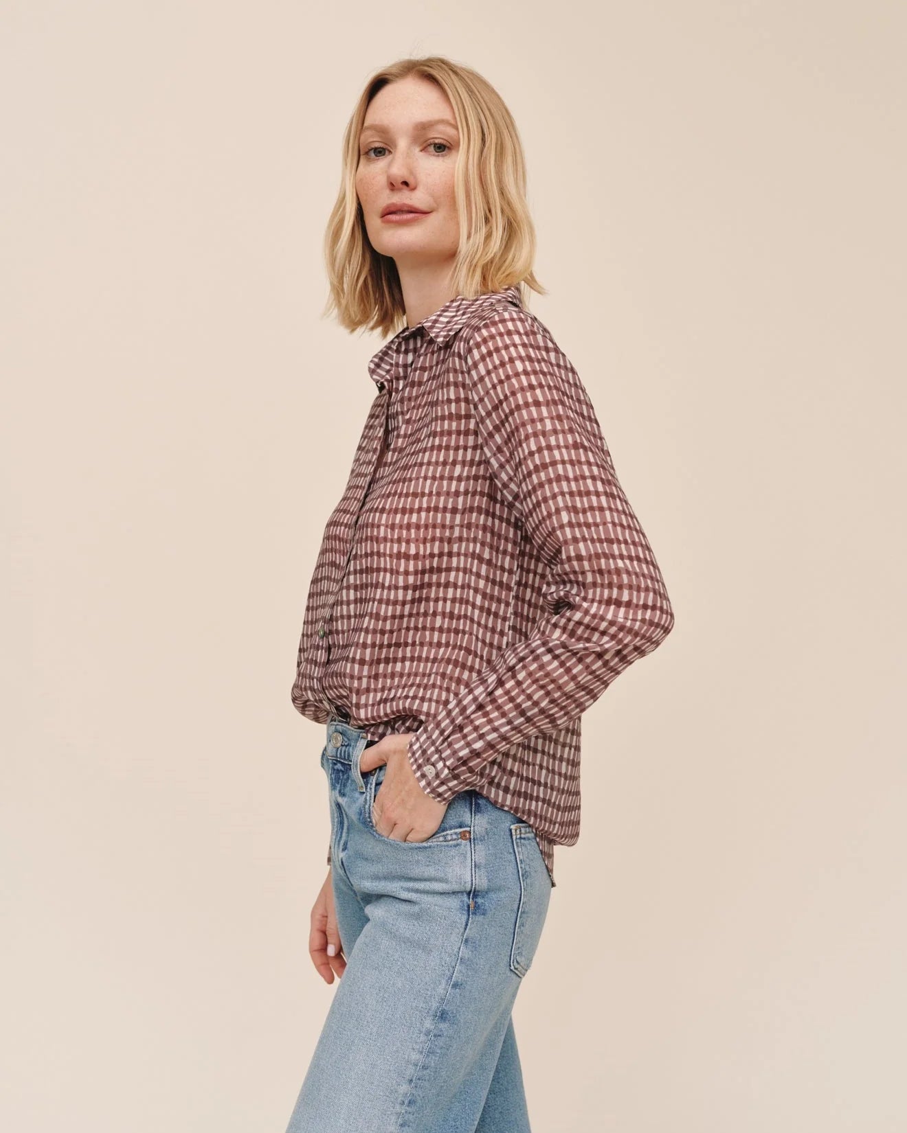Classic Button Down - Plum Gingham Print | Bella Dahl