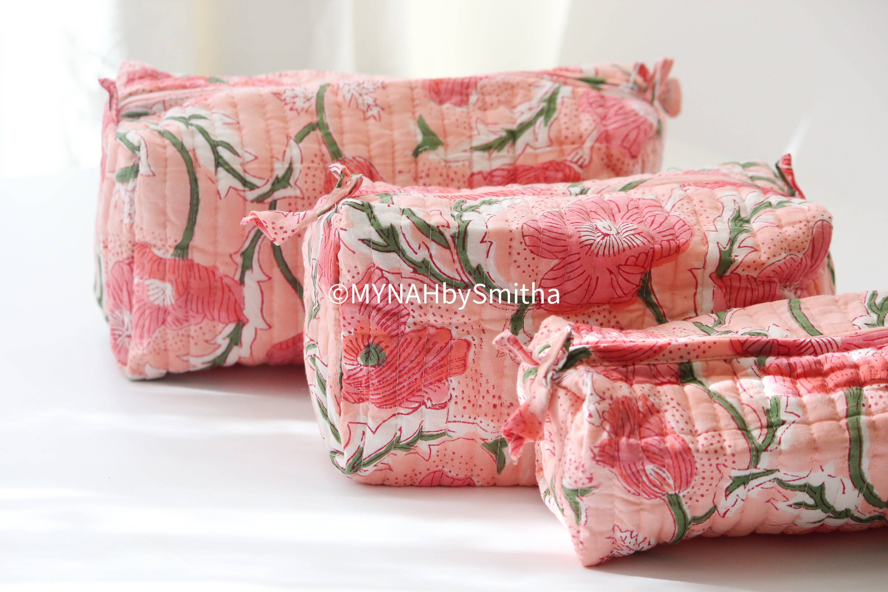 Peach Poppies Makeup Bag