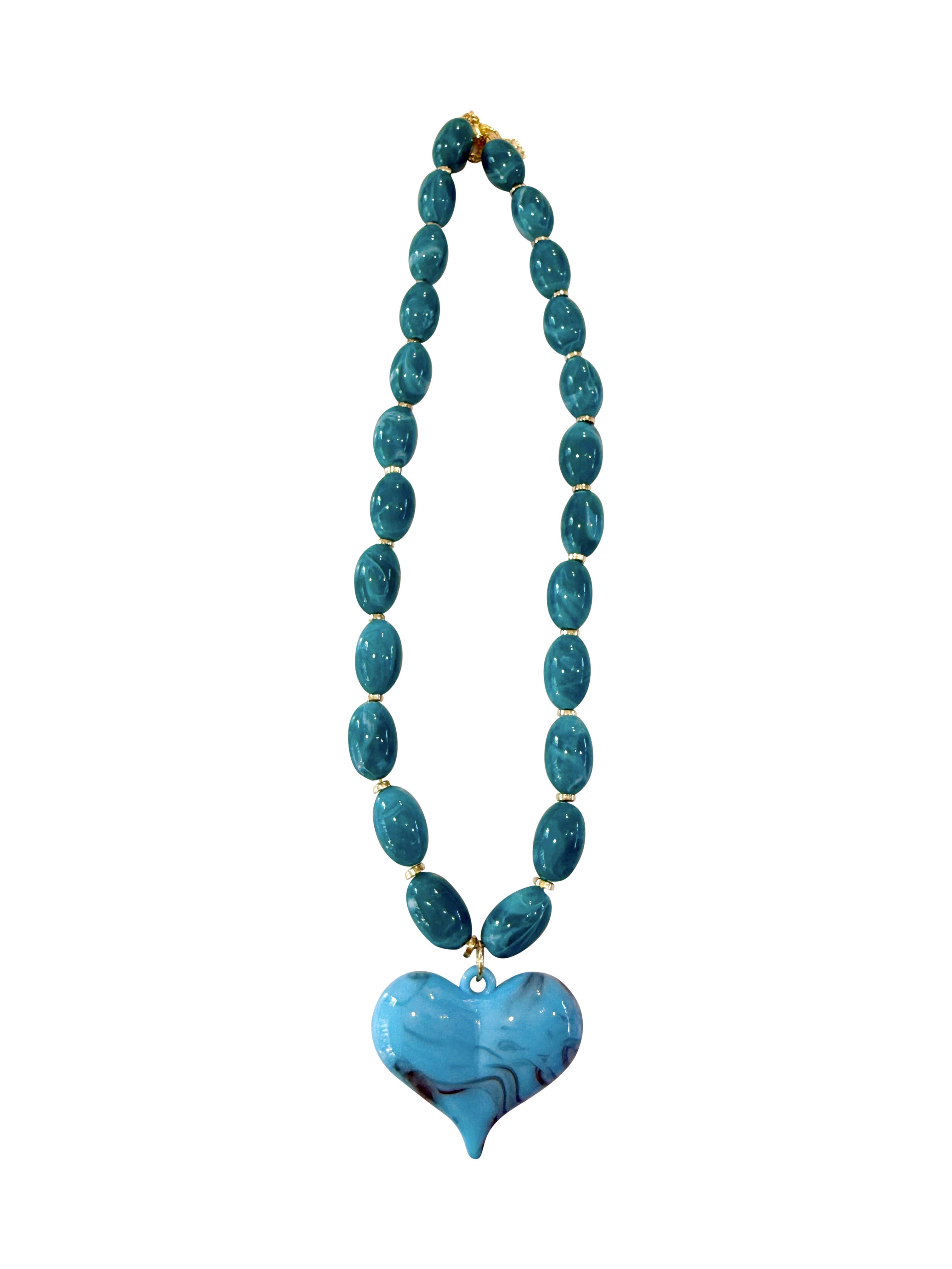 Roxie Beaded Necklace with Heart Charm