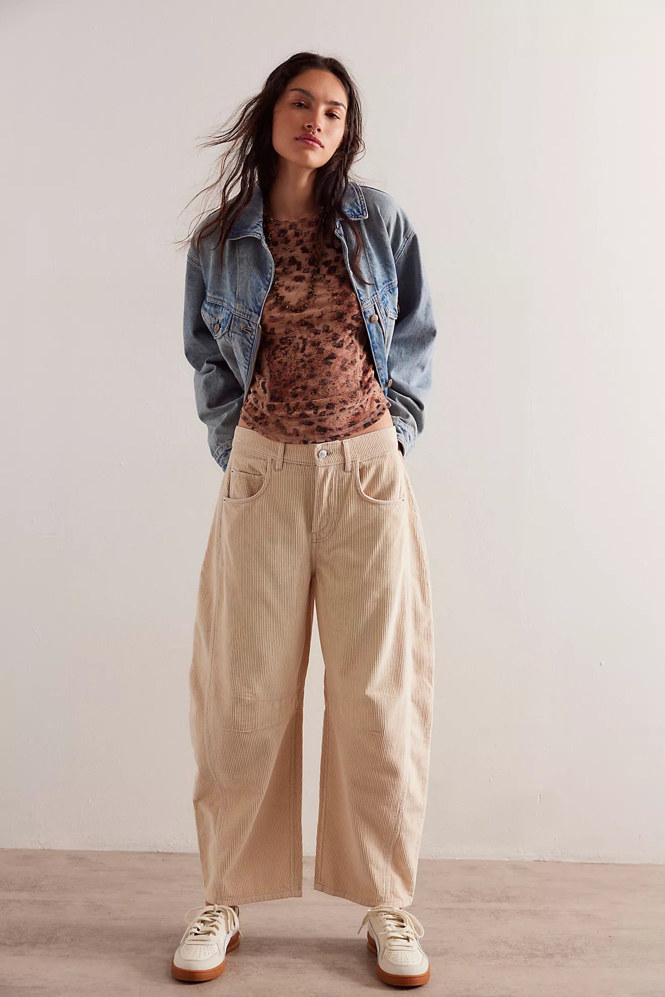 We The Free Good Luck Mid-Rise Cord Barrel Jeans