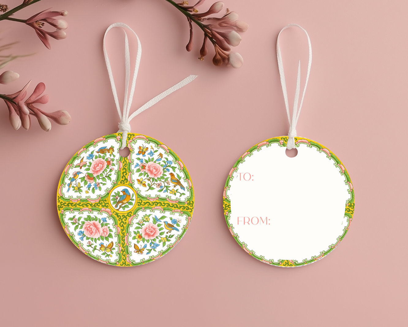 Antique Rose Medallion Round Gift Tag Set