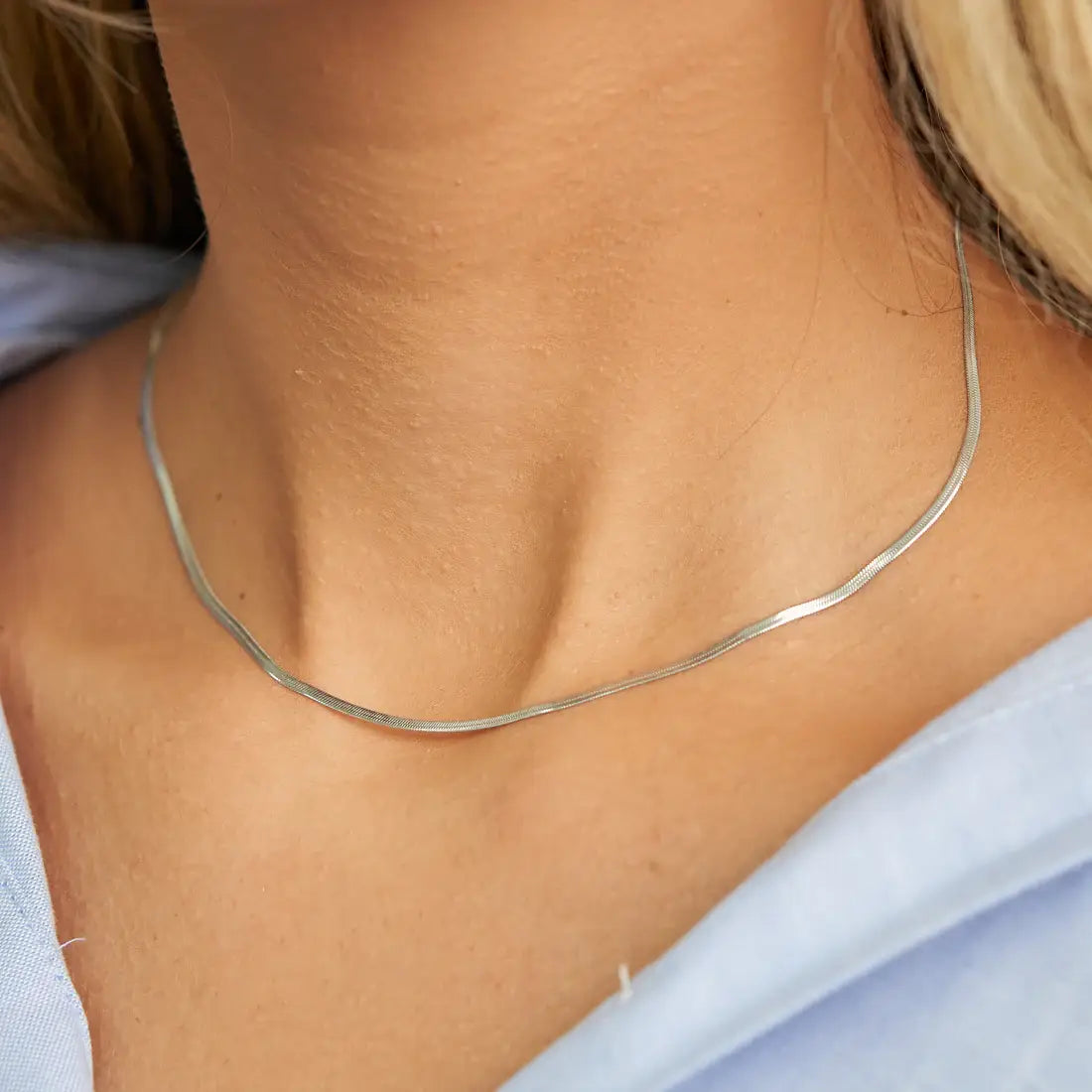 Silver Micro Herringbone Necklace | Brenda Grands