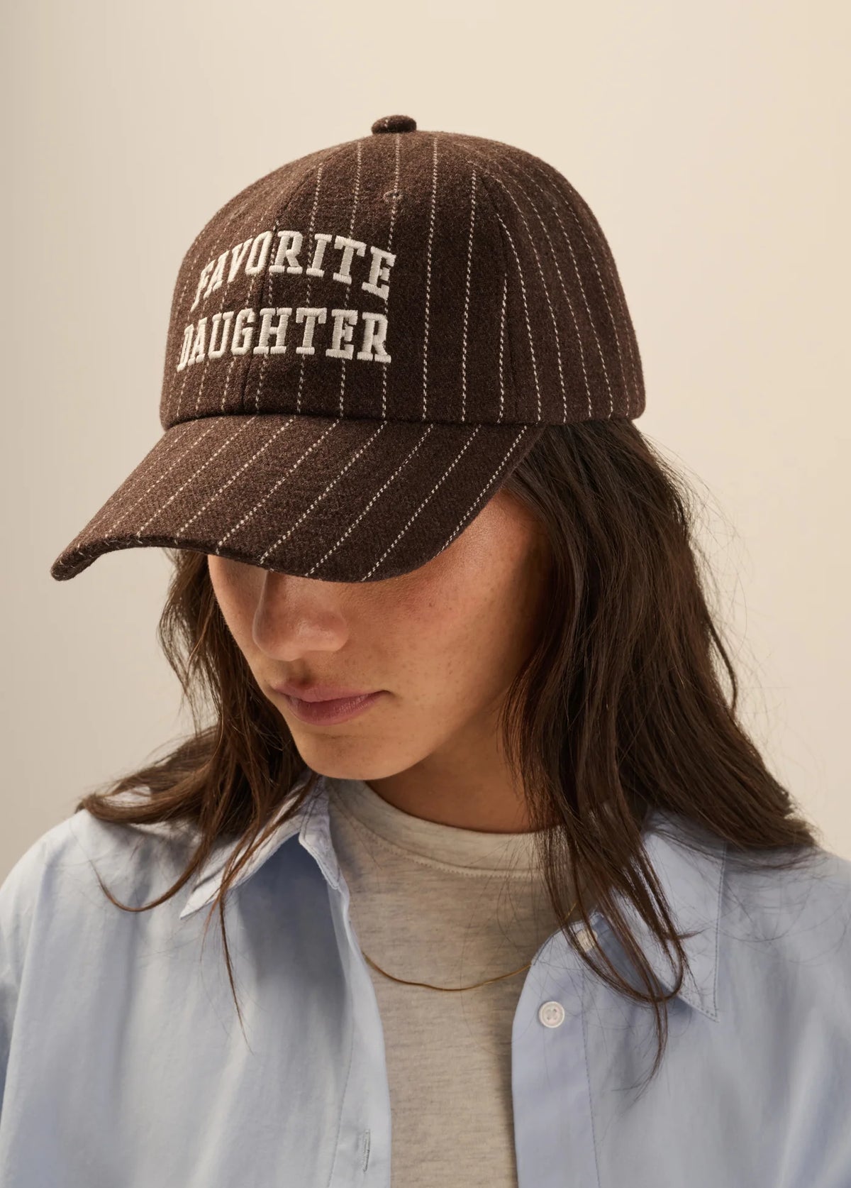 The Wool Stripe Baseball Hat - Ganache | Favorite Daughter