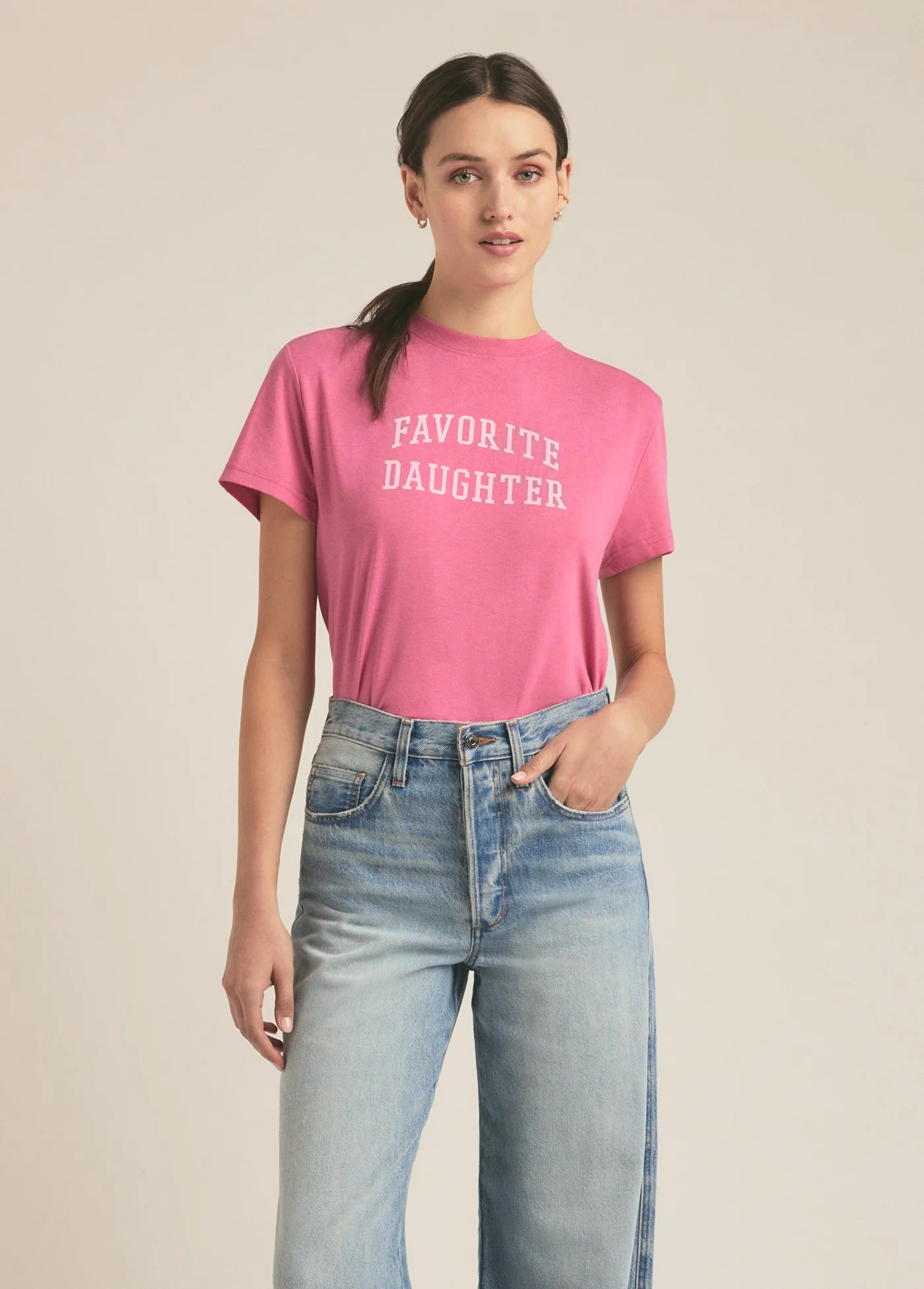 The Cropped Collegiate Tee - Deep Rose | Favorite Daughter