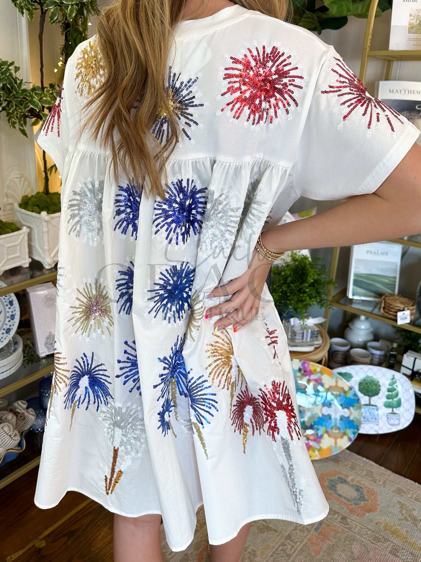 USA Popping Champagne Tee Dress | Queen Of Sparkles