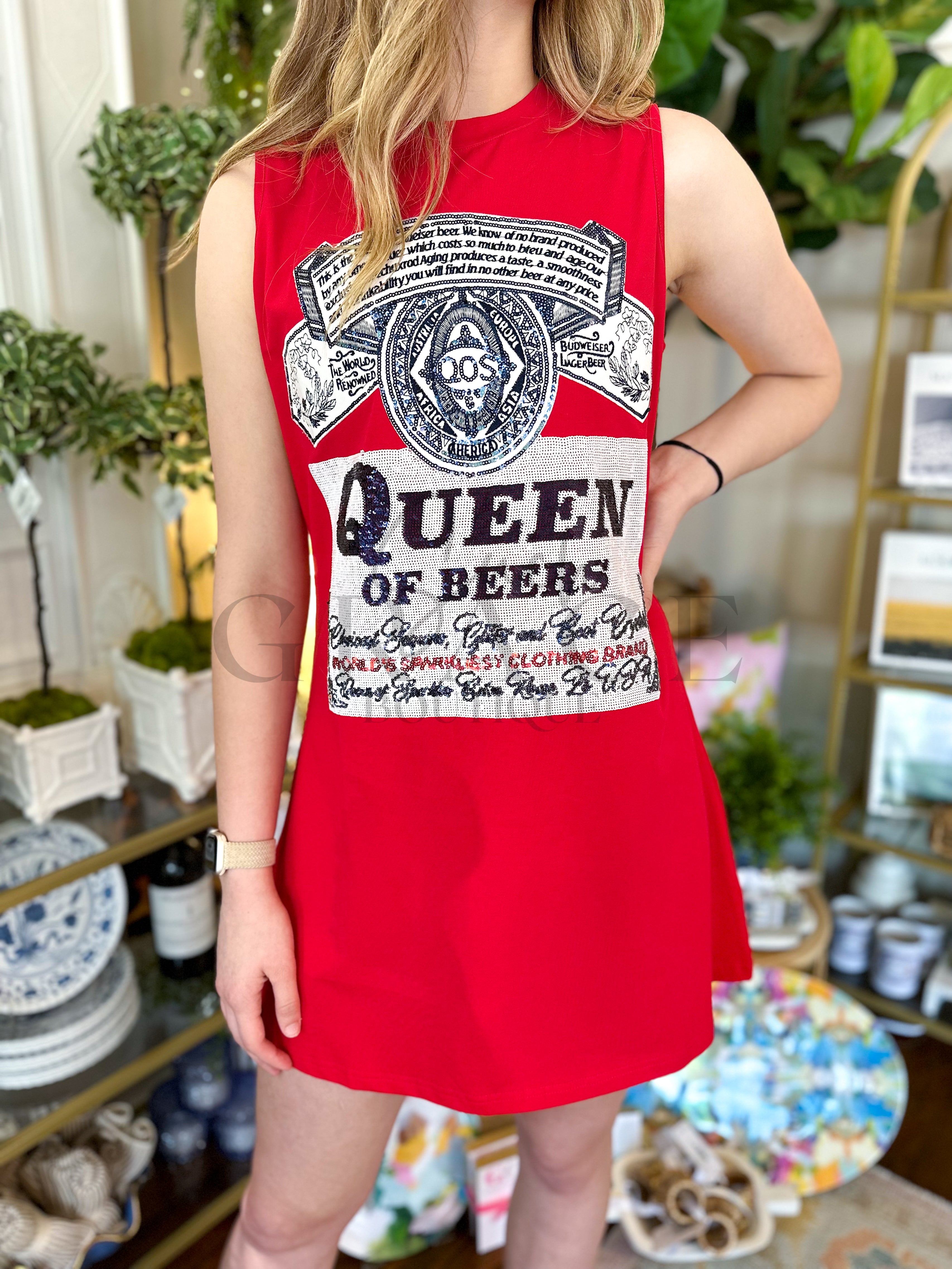 Red Queen of Beers Tank Tee Dress | Queen Of Sparkles