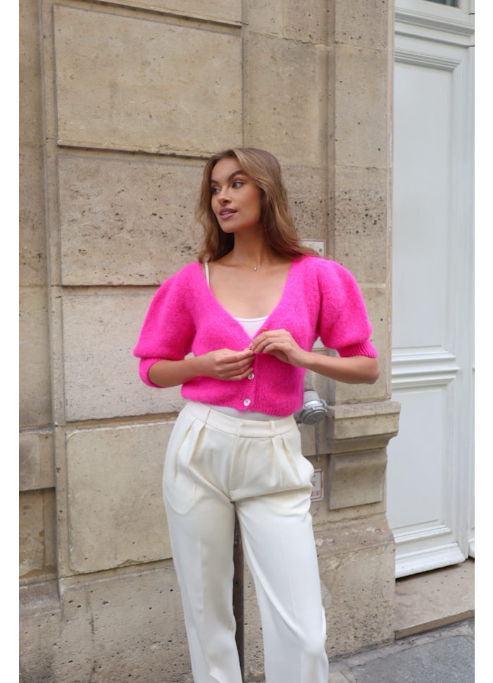 Manda Alpaca Cardigan - Neon Pink | AmericanDreams