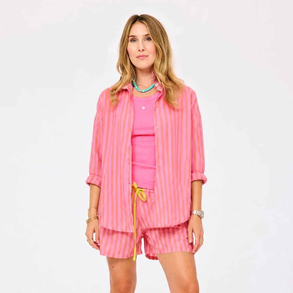 Mia Stripe Shirt - Palm Pink/Cali Rose | Kerri Rosenthal