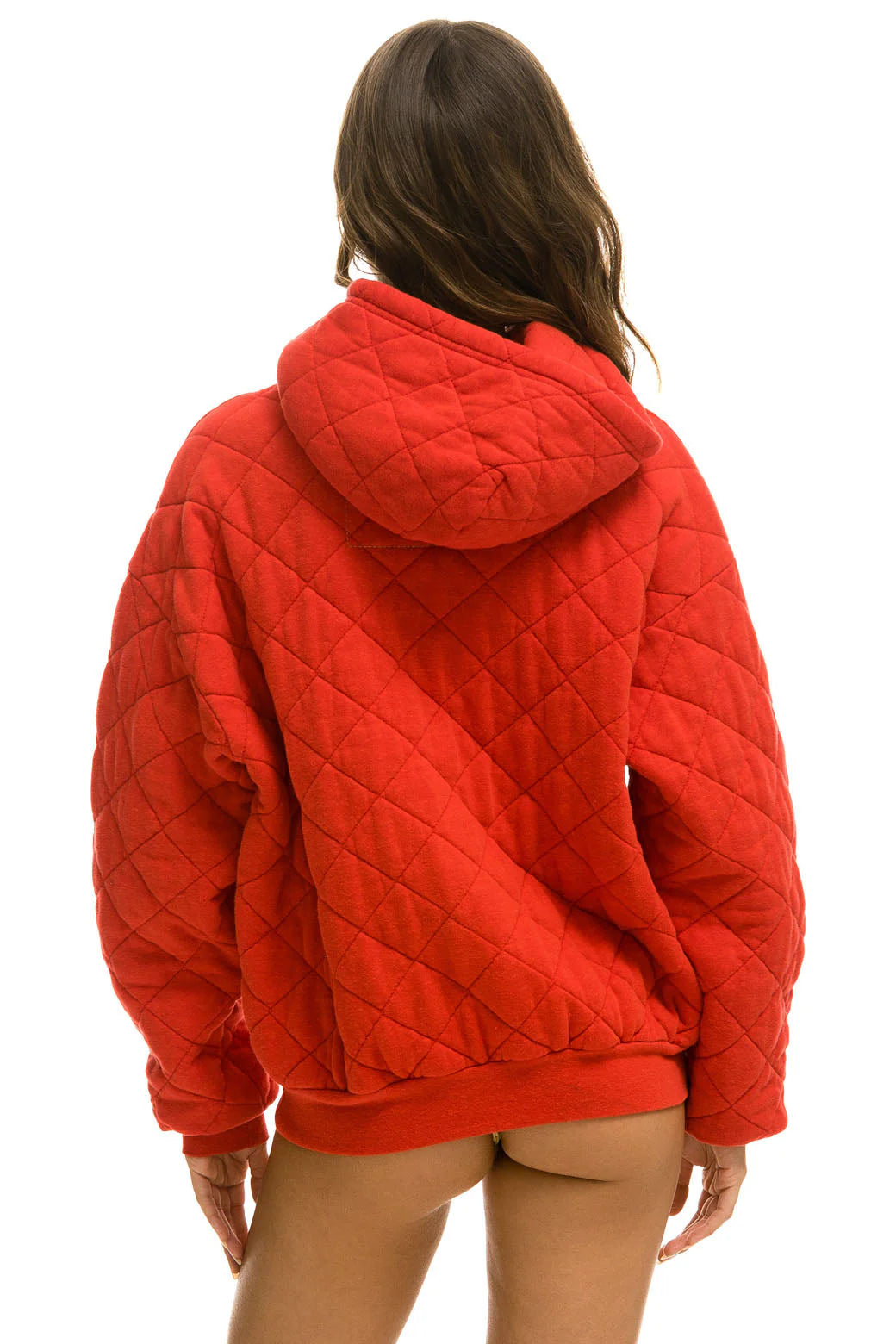 Quilted Pullover Hoodie Relaxed - Red | Aviator Nation