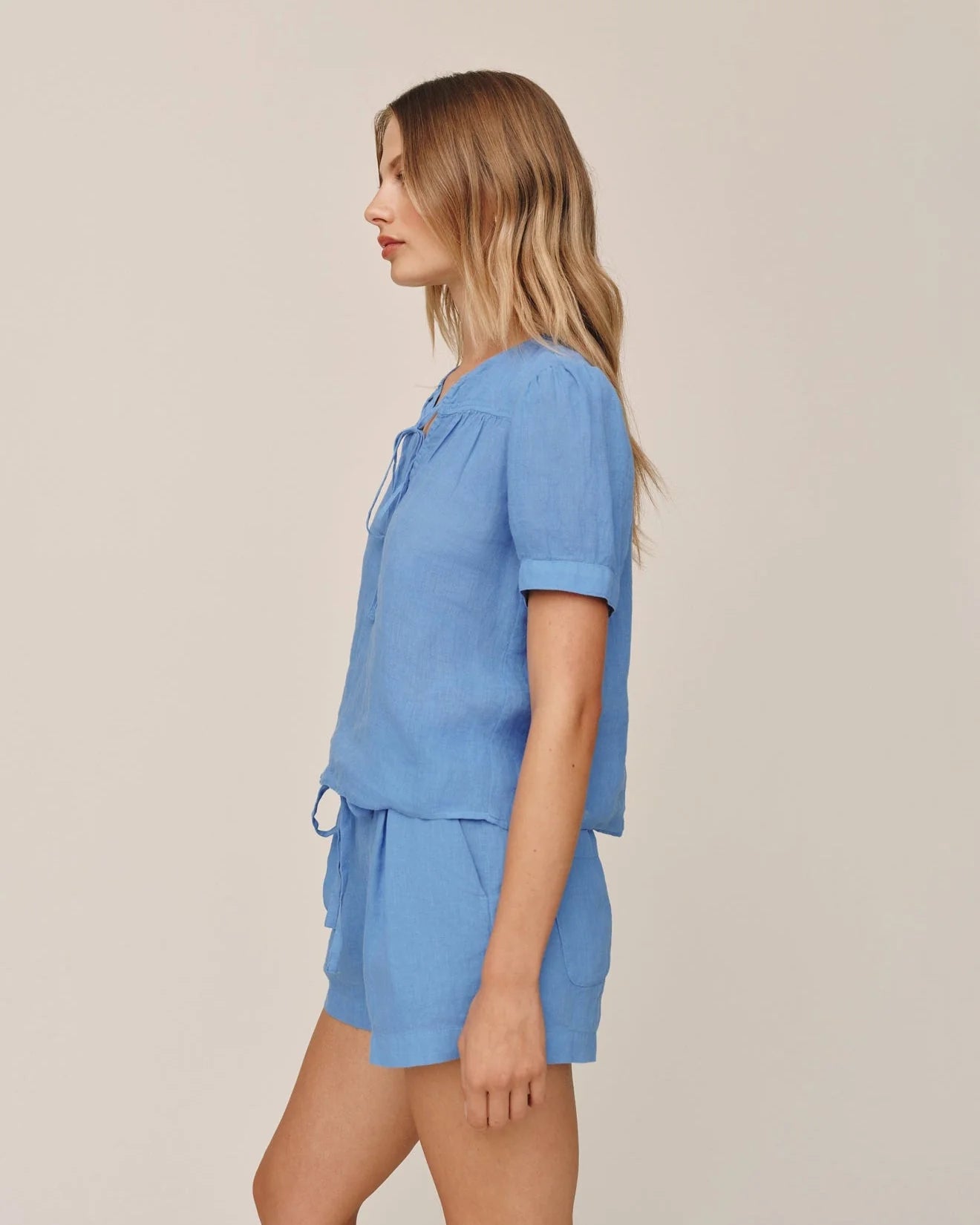 Short Sleeve Flowy Pullover Top - Ocean Blue | Bella Dahl
