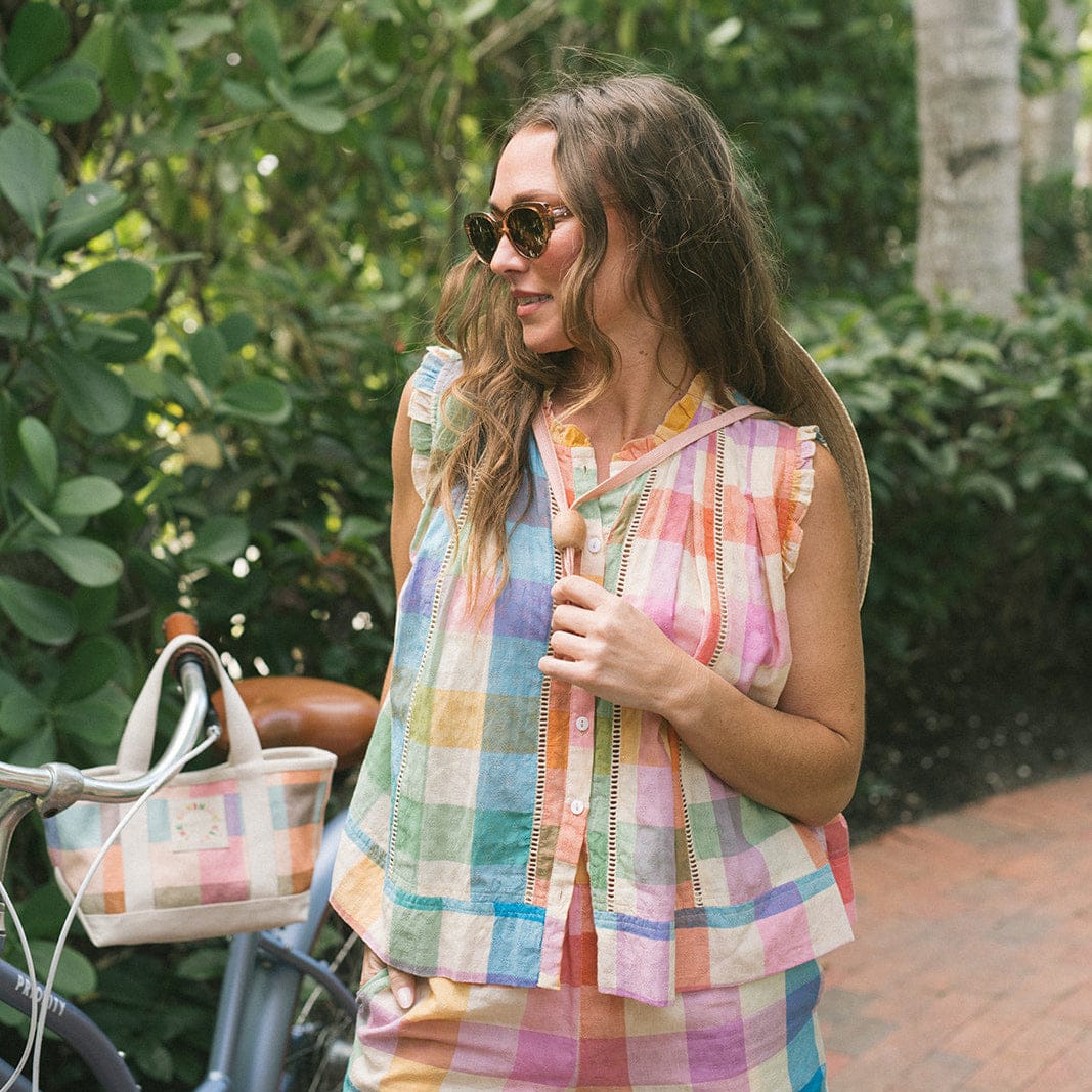 Rainbow Plaid Augustine Top | Sunshine Tienda