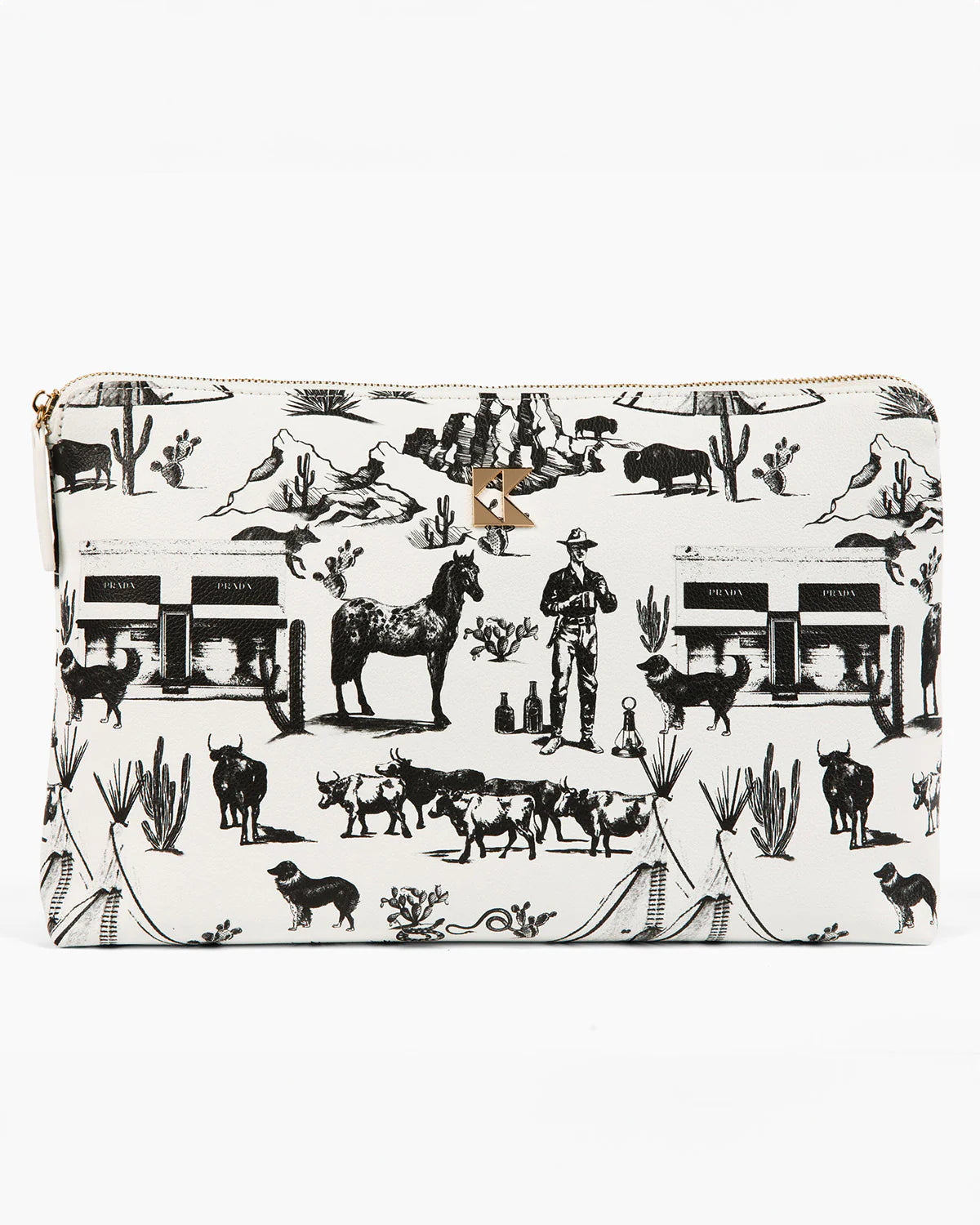 The Oversized Accessory Bag - Marfa Toile Black | Katie Kime