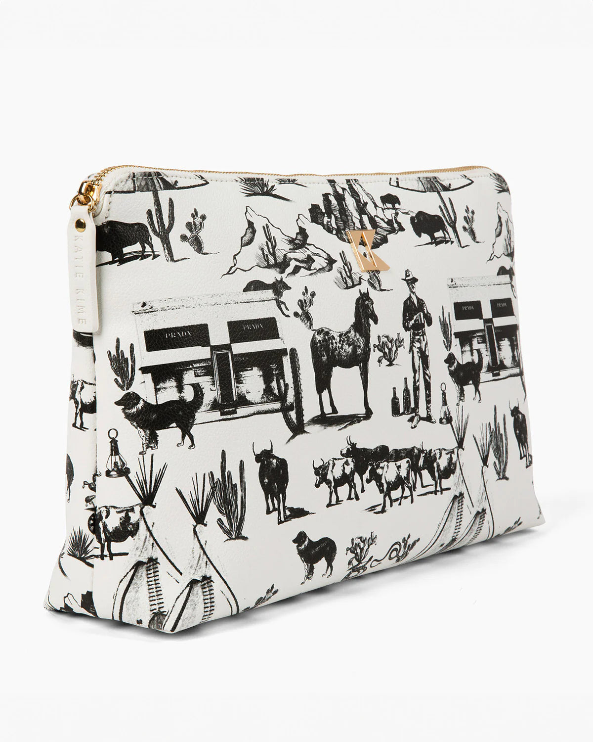 The Oversized Accessory Bag - Marfa Toile Black | Katie Kime