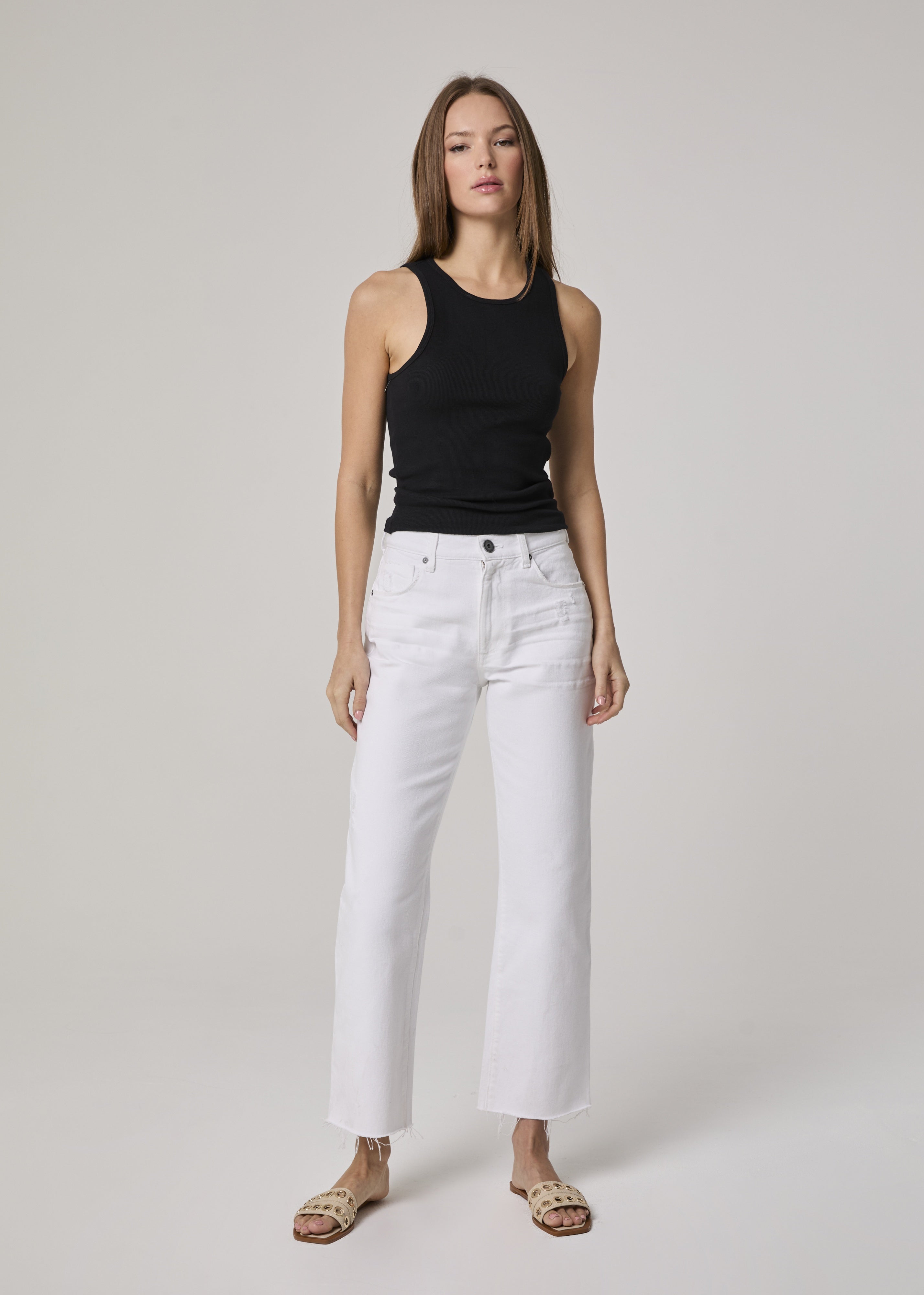Vincent High Rise Wide Leg Jeans - Optic White | Edyson