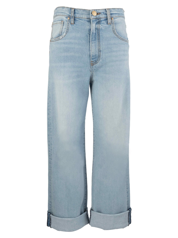 Gwen High Rise Wide Leg Roll Up Jean | KUT