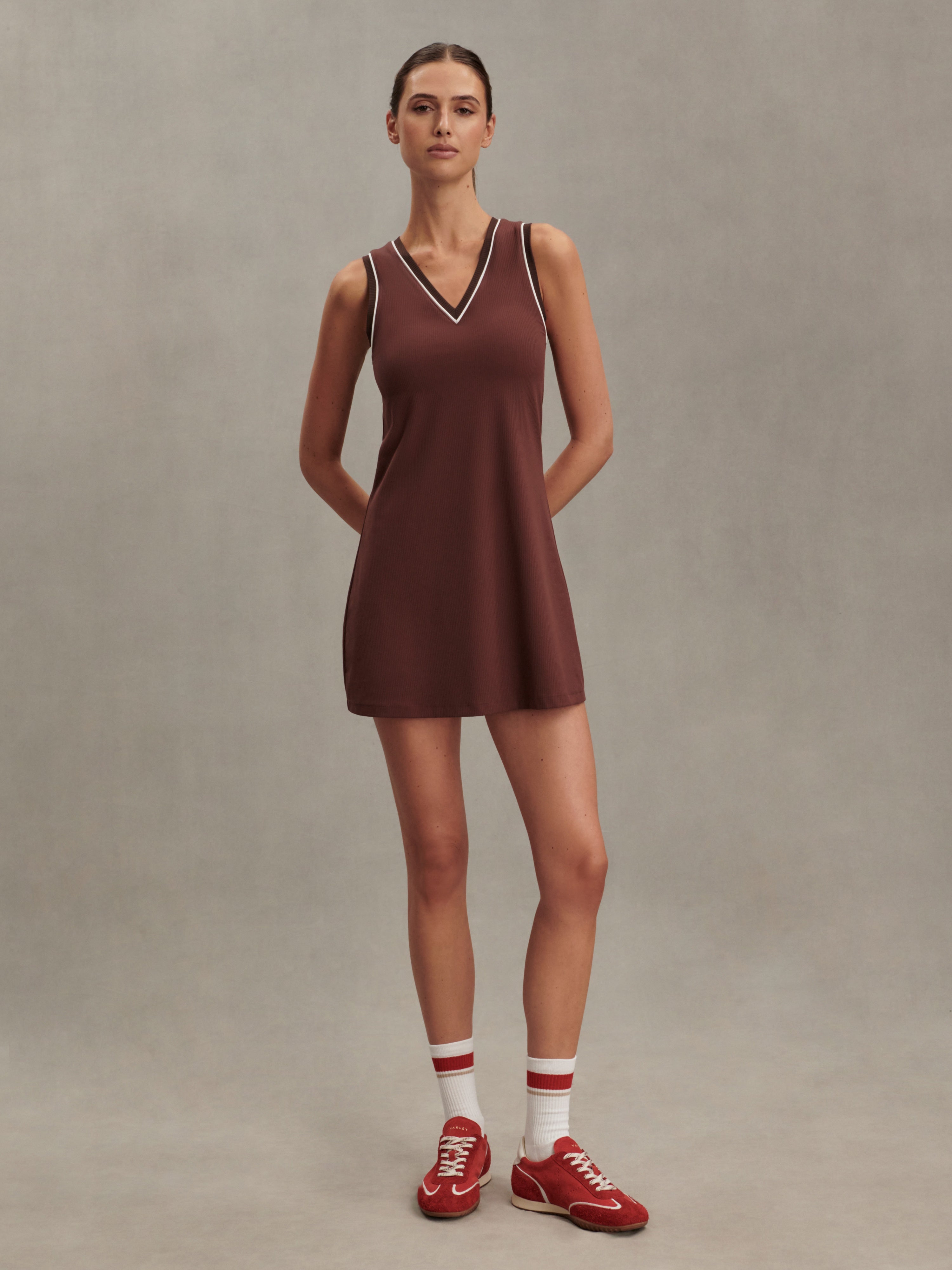 Kalani V-Neck Dress (31") - Brown Stone | Varley