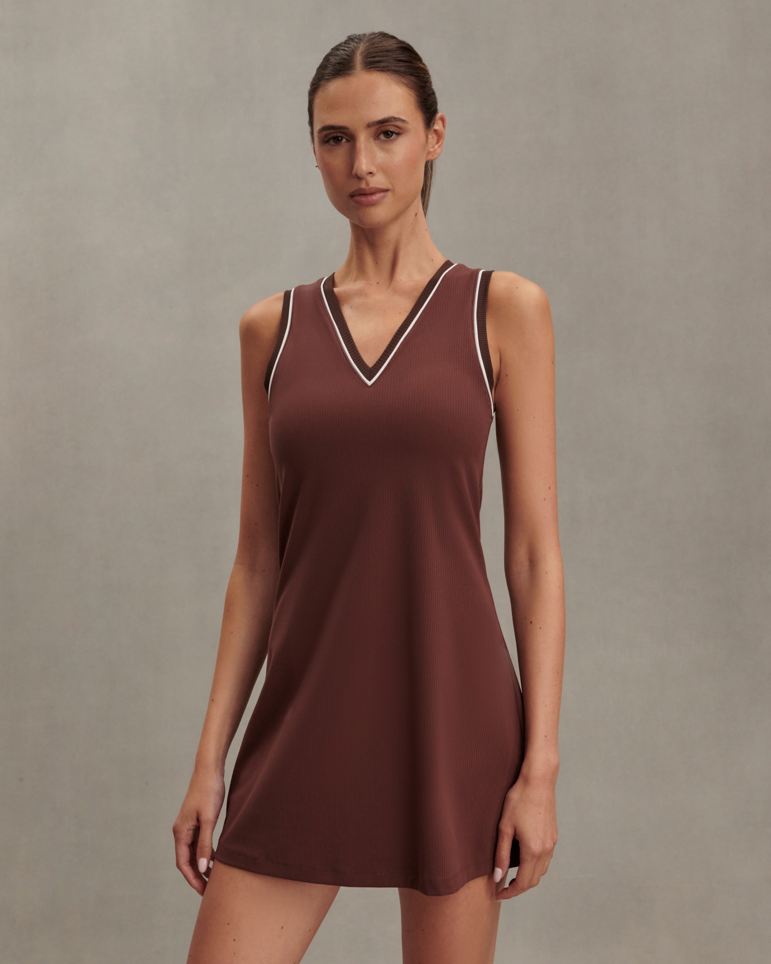 Kalani V-Neck Dress (31") - Brown Stone | Varley