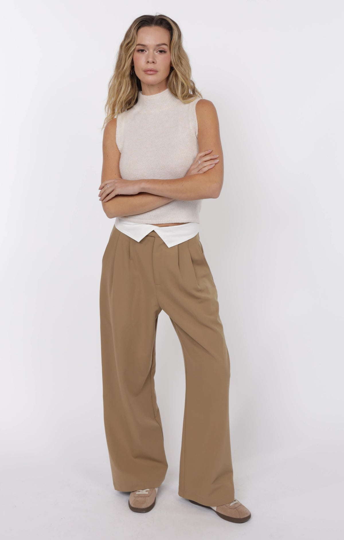 Long Game Foldover Waist Wide Leg Pant | Sage The Label