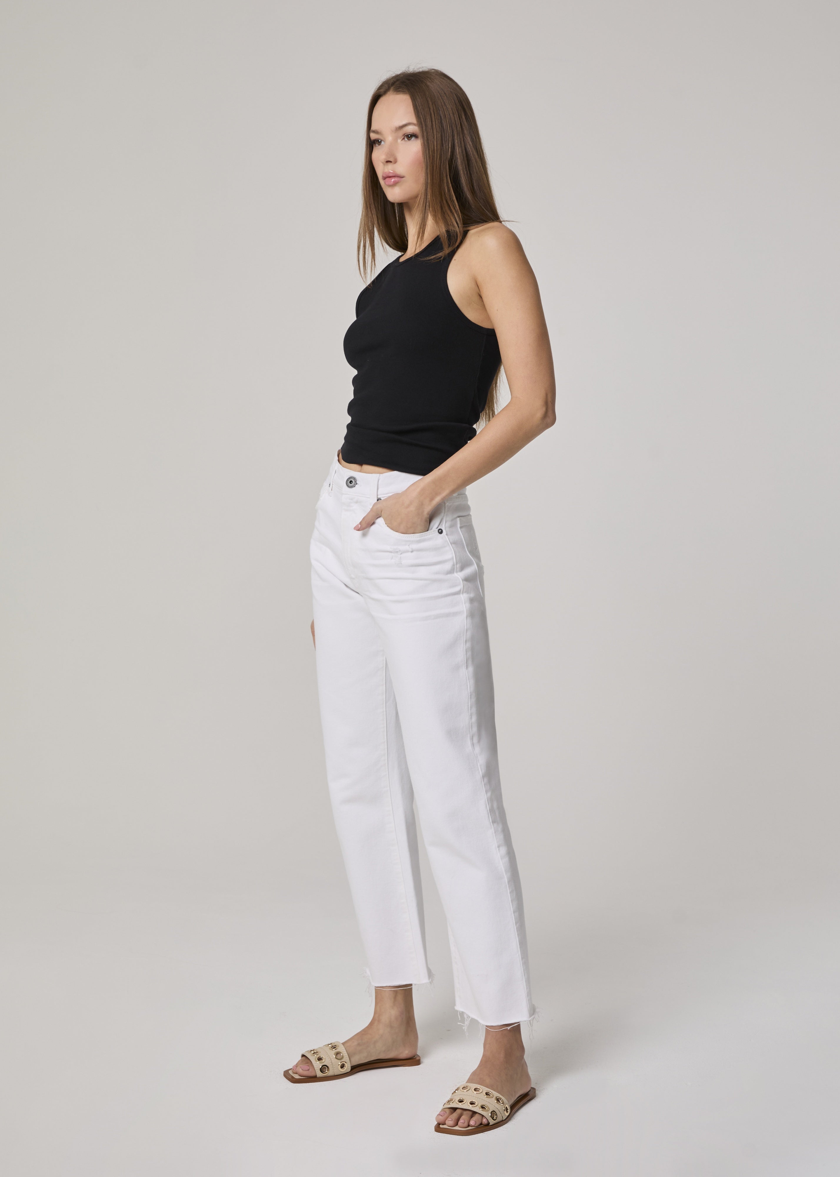Vincent High Rise Wide Leg Jeans - Optic White | Edyson
