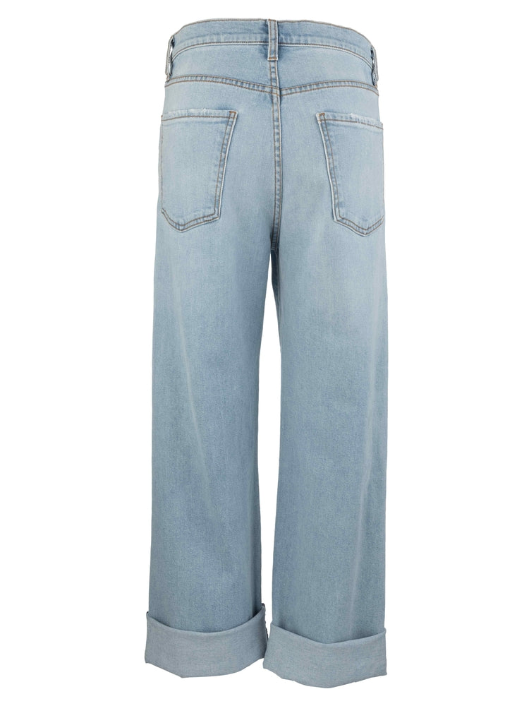 Gwen High Rise Wide Leg Roll Up Jean | KUT