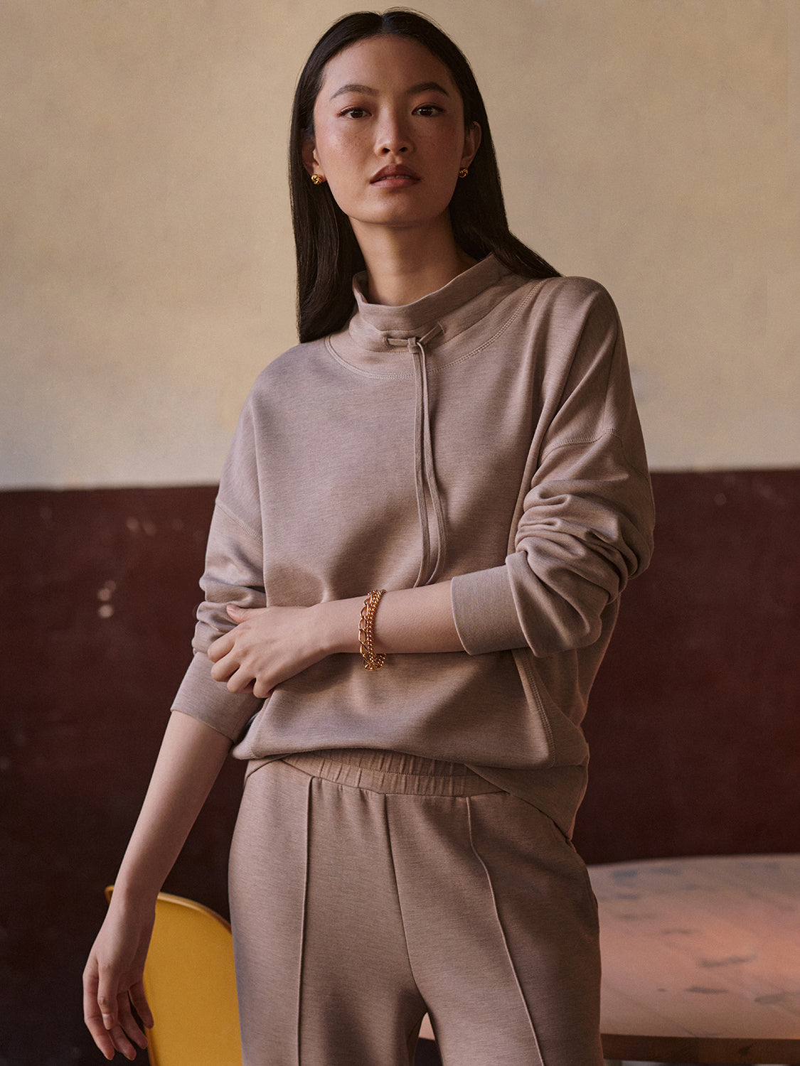Oakdale Sweat - Taupe Marl | Varley