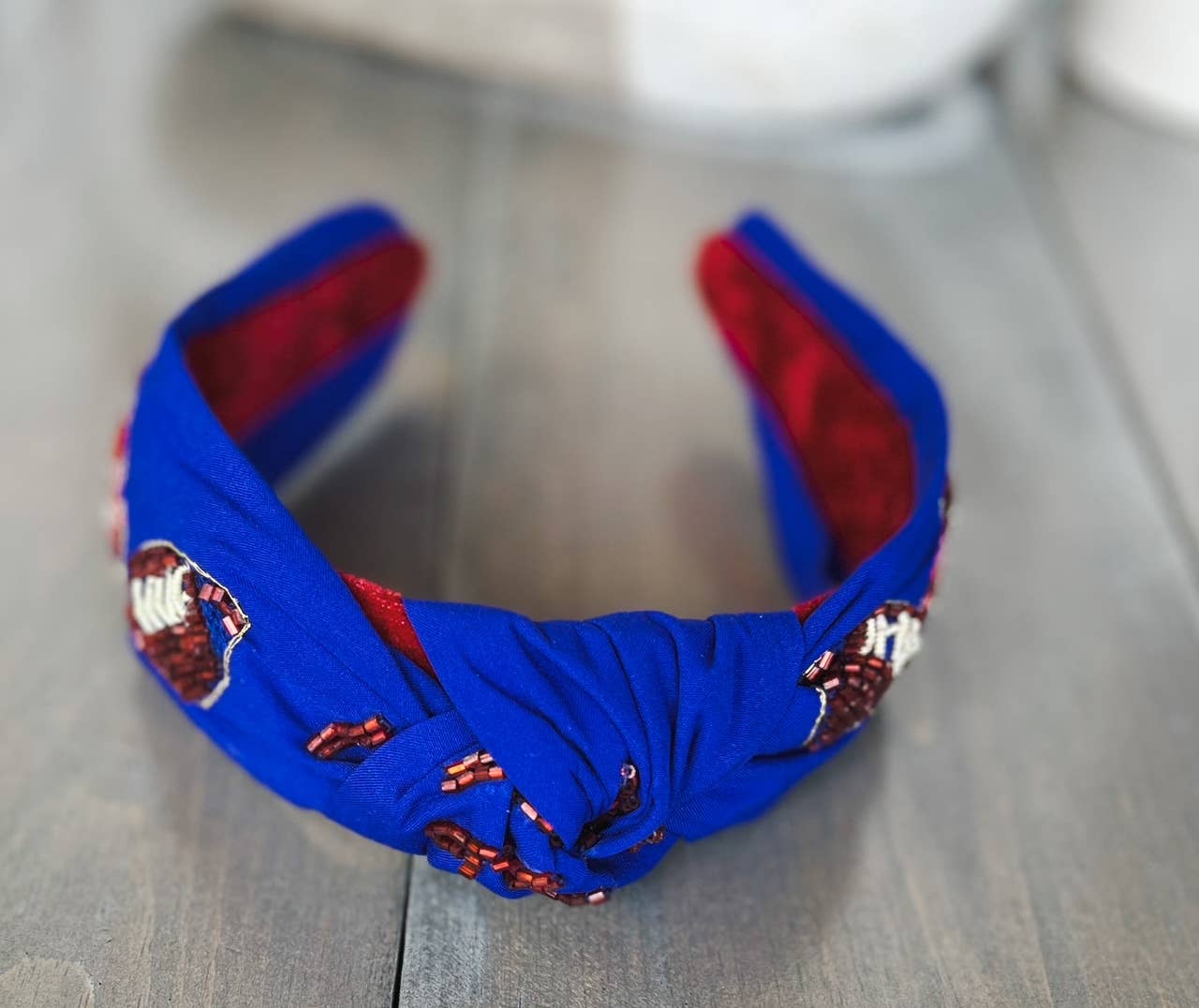 Football Seed Beaded Top Knot Headband
