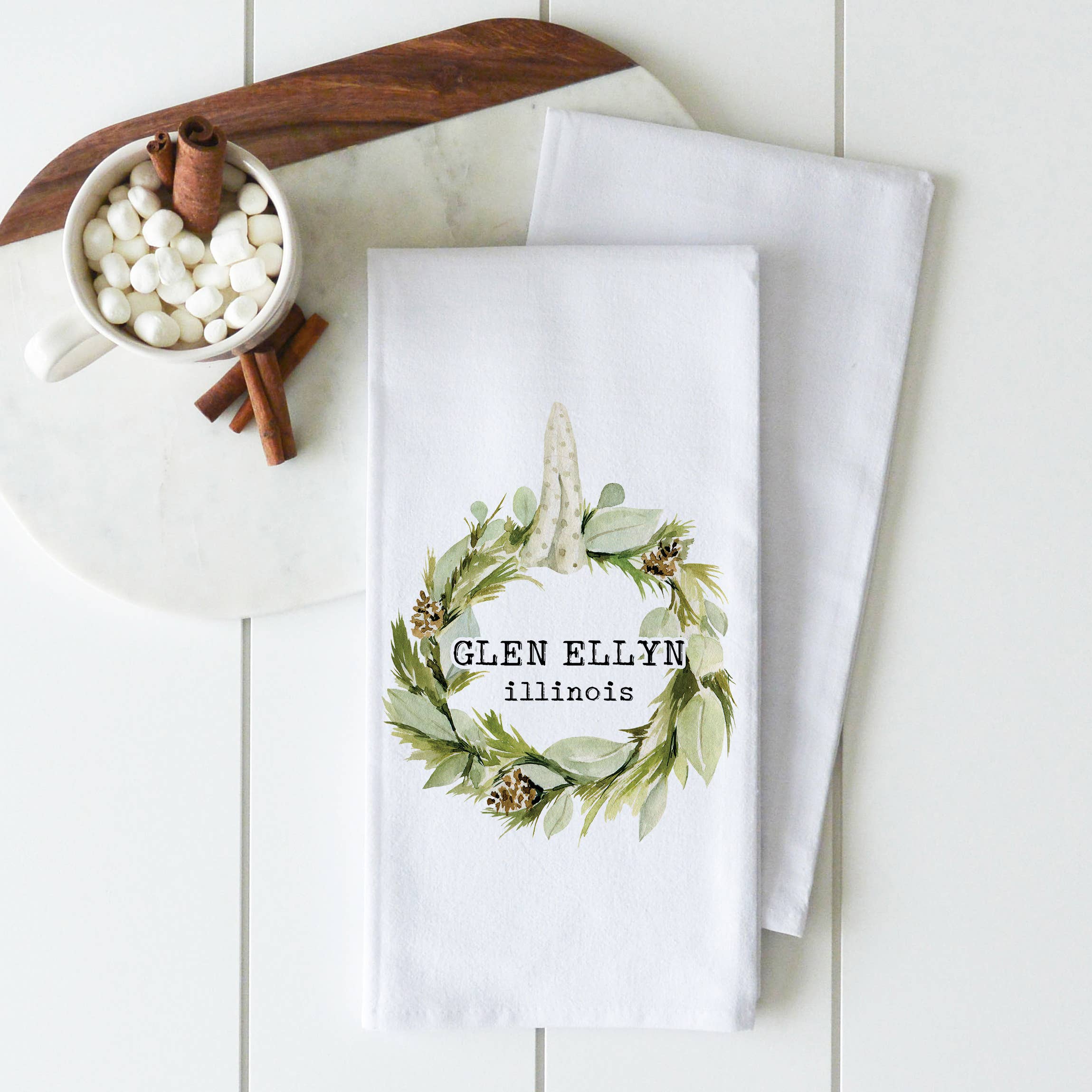 Christmas Wreath Graham, Texas Tea Towel