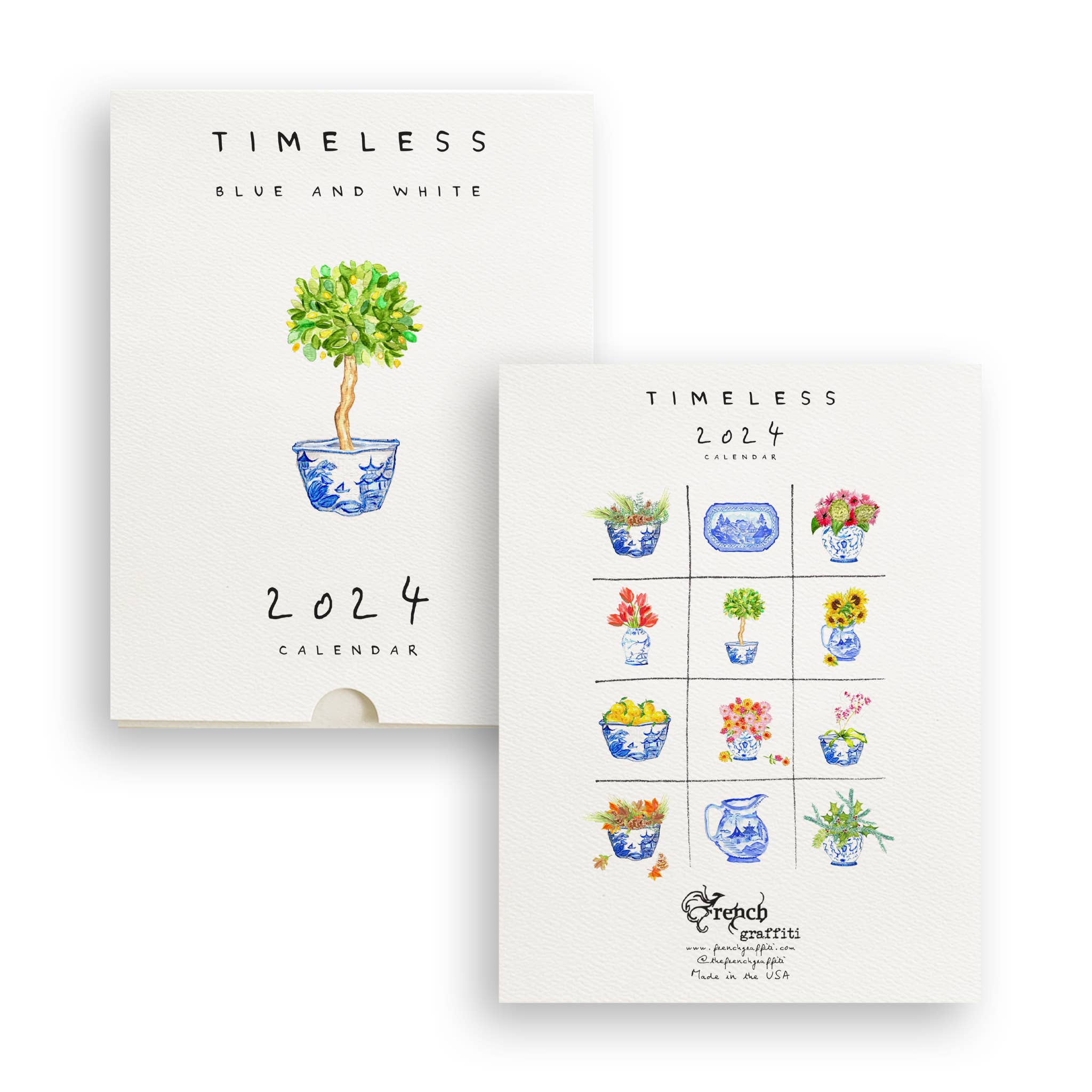 Timeless Blue and White 2024 Calendar