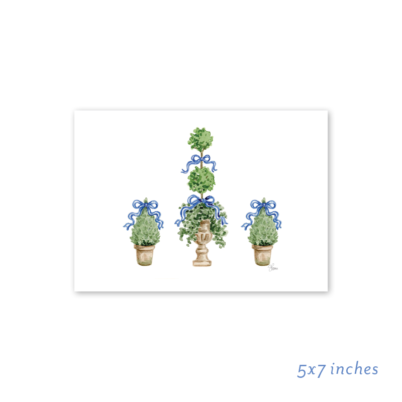 Royal Ribbon Topiaries 5x7 Inch Art Print
