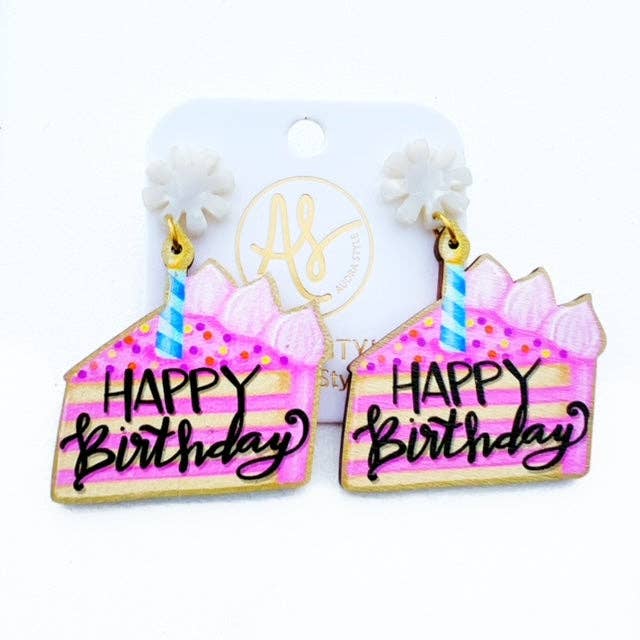 Large Statement Colorful Birthday Cake Artwork Earrings