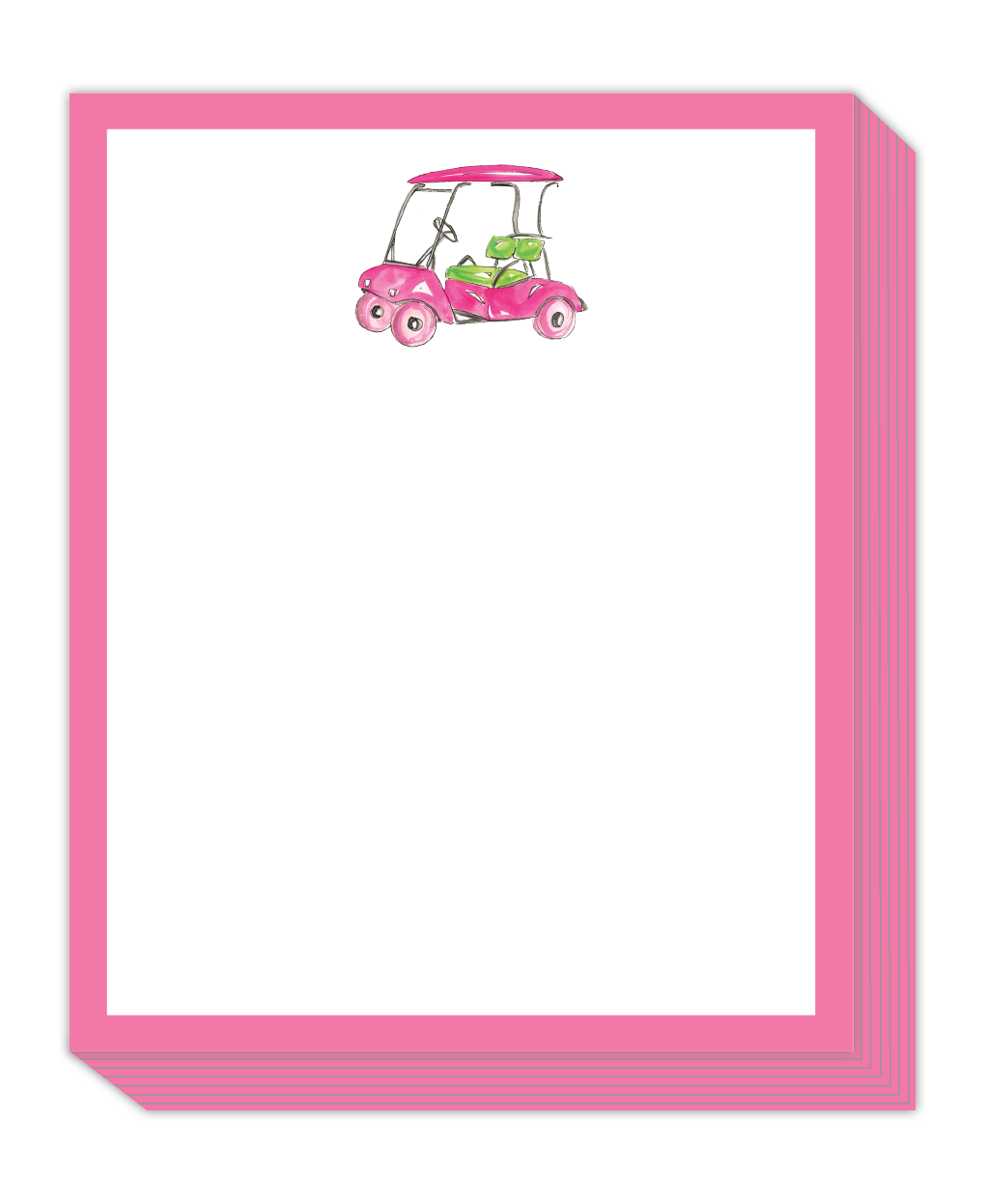 Handpainted Golf Cart Pink Border Stack Pad