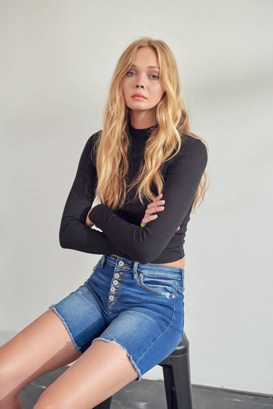 Hazel High Rise Button Shorts
