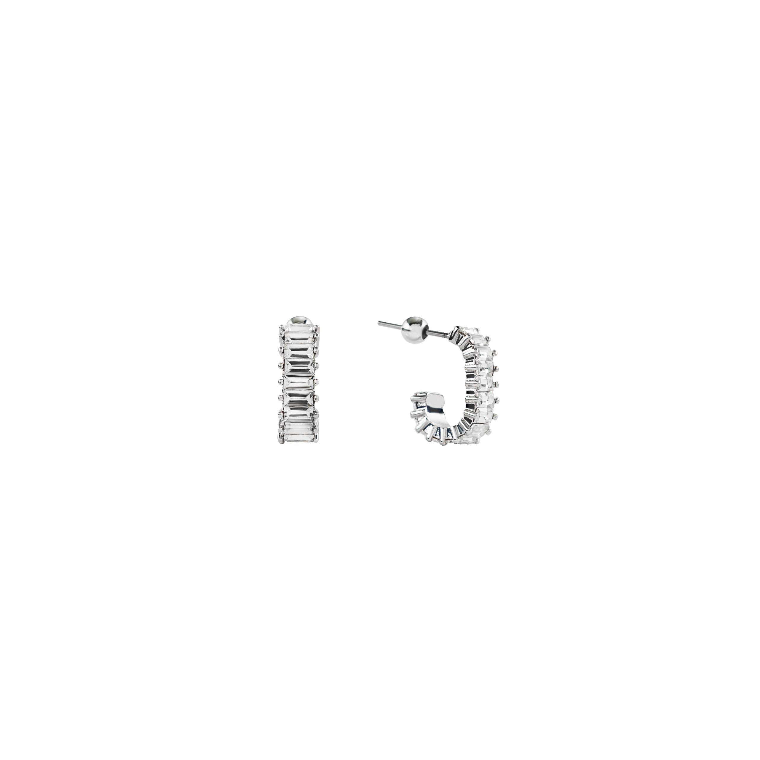 Squared Diamond Hoops Silver | Brenda Grands