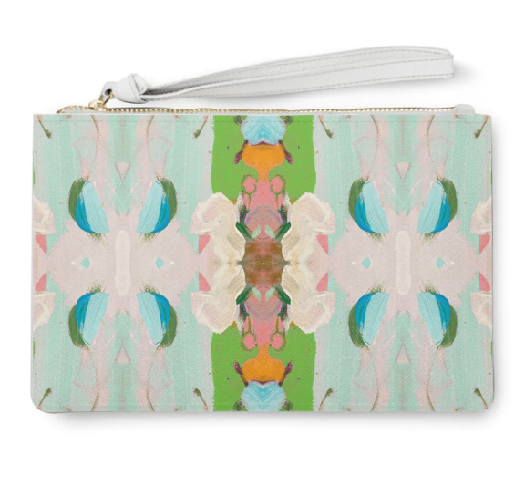 Monet's Garden Green Leather Clutch | Laura Park