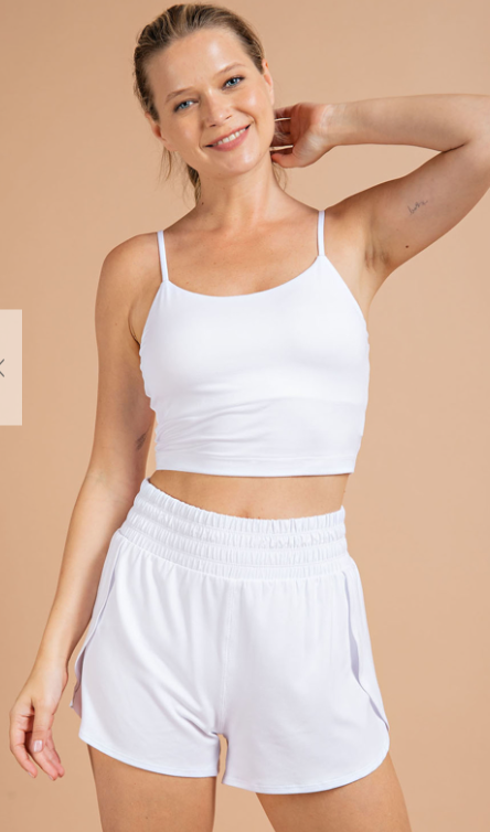White Butter Fabric Track Shorts