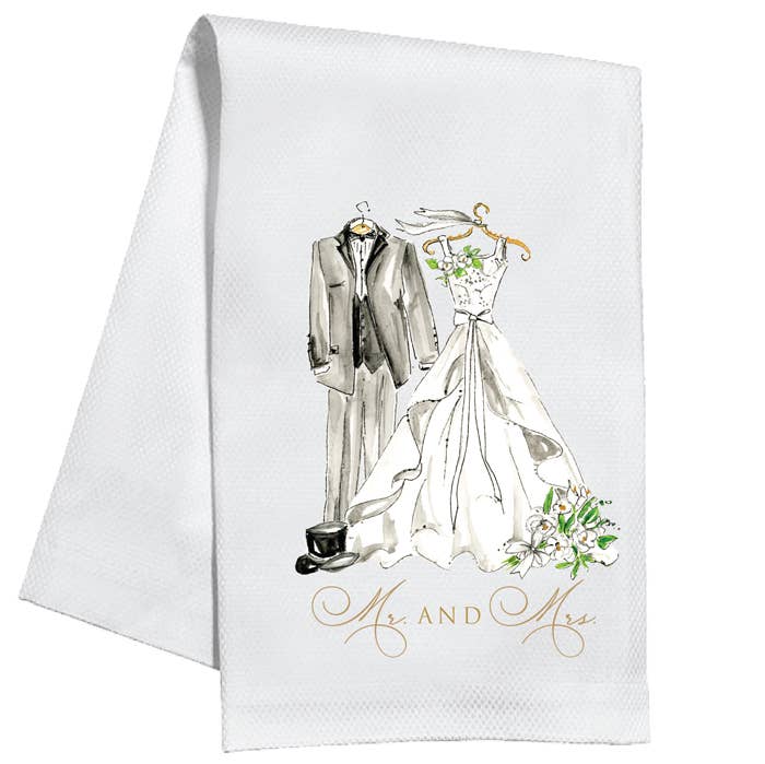Handpainted Bridal Attire Kitchen Towel