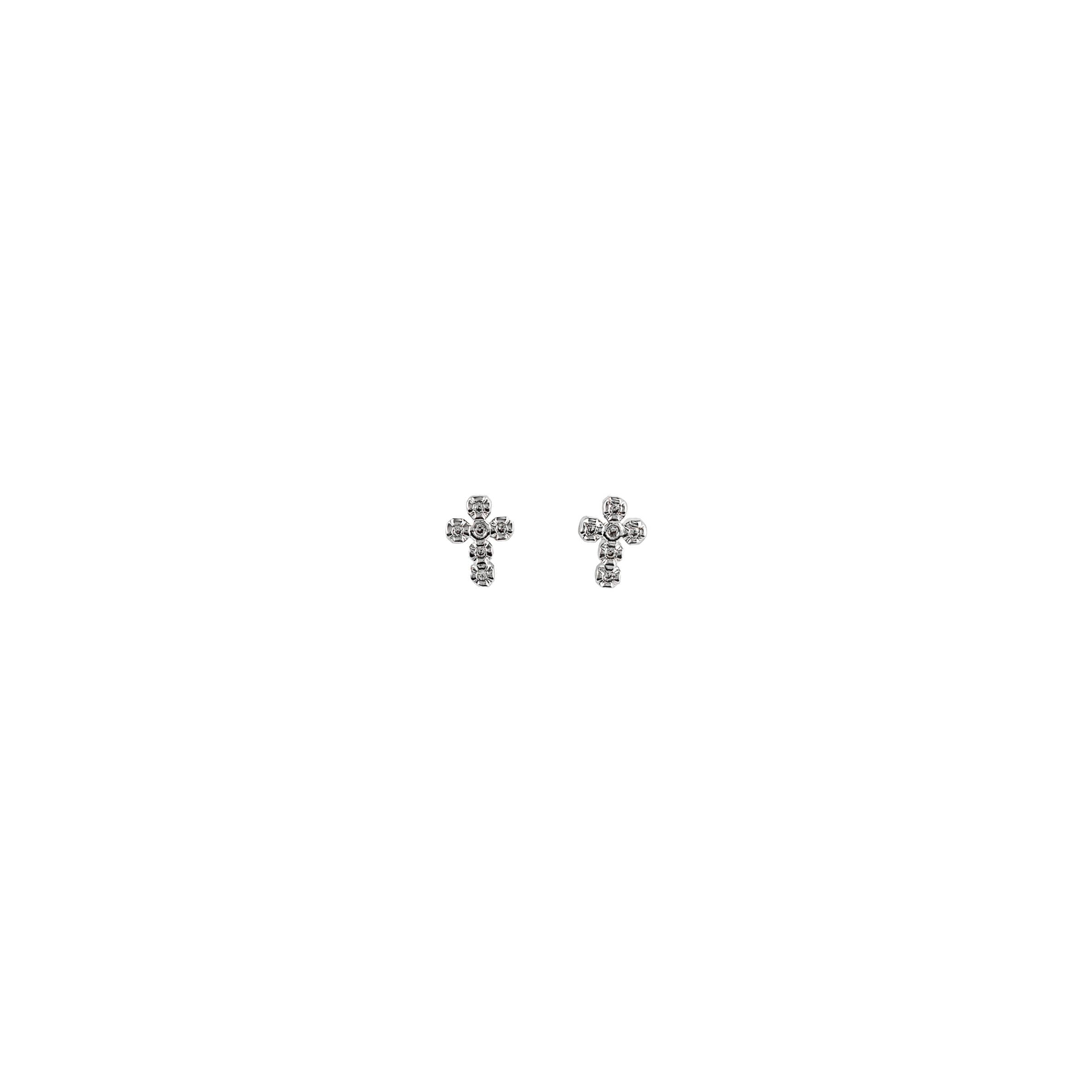 Silver Crystal Cross Studs | Brenda Grands
