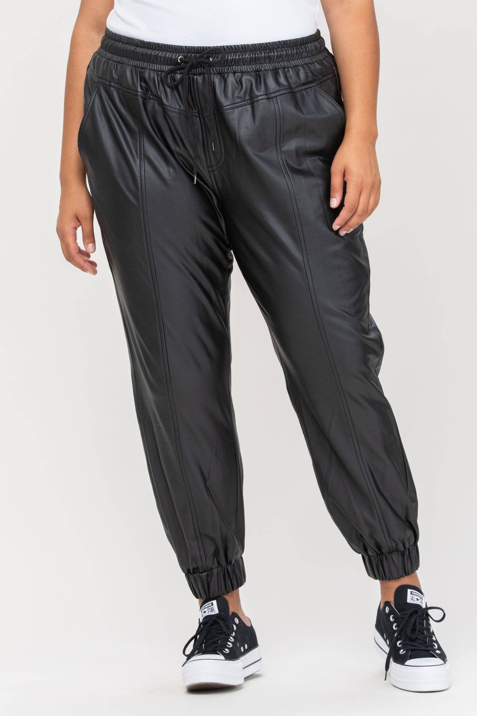 Plus Black Leather Pants