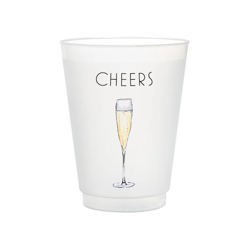 "Cheers" Champagne Flute Frosted Cups | Taylor Paladino
