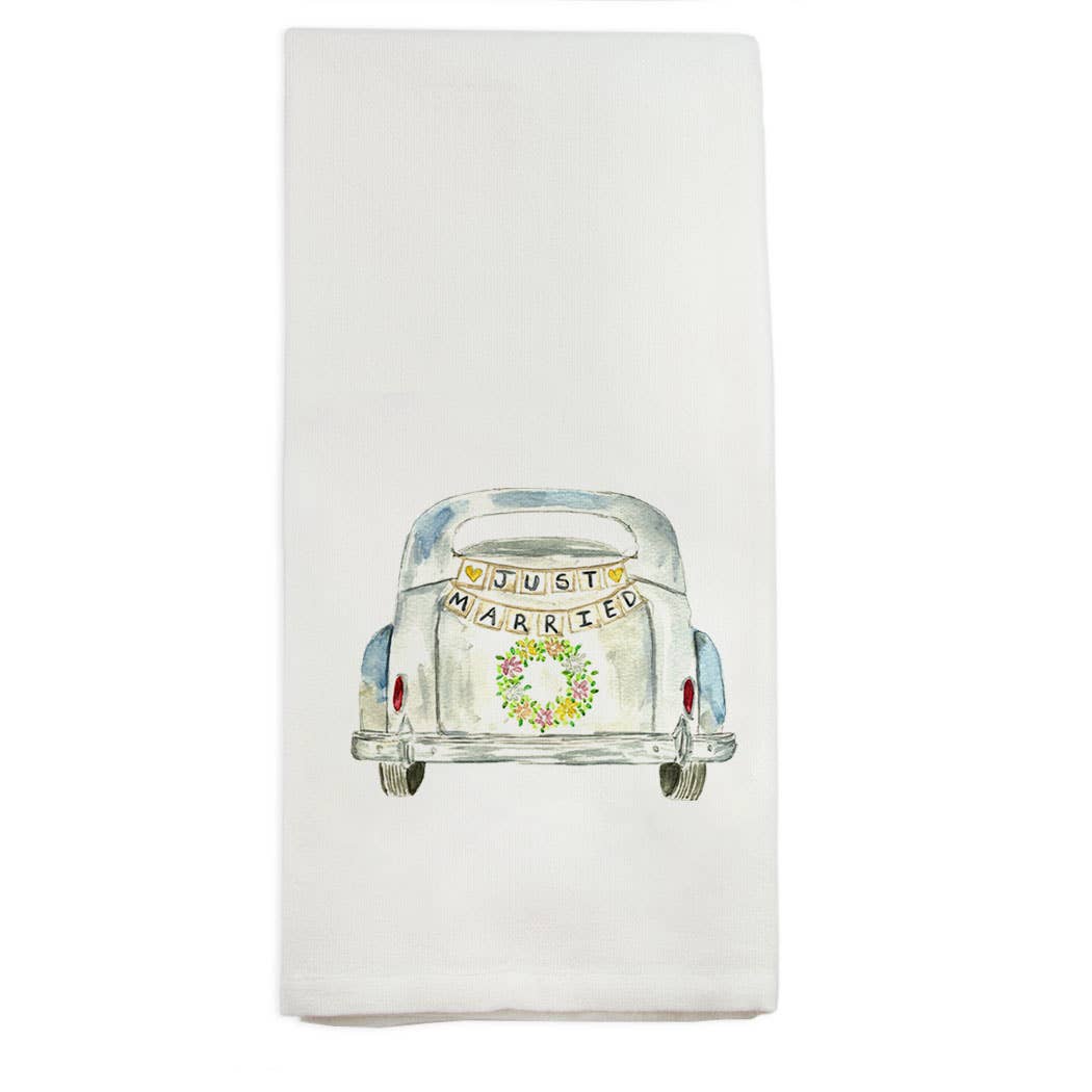 Just Married Car Dish Towel