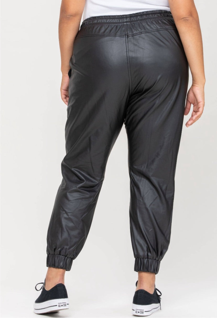 Plus Black Leather Pants