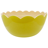 Green Scalloped Bamboo Serving Bowl