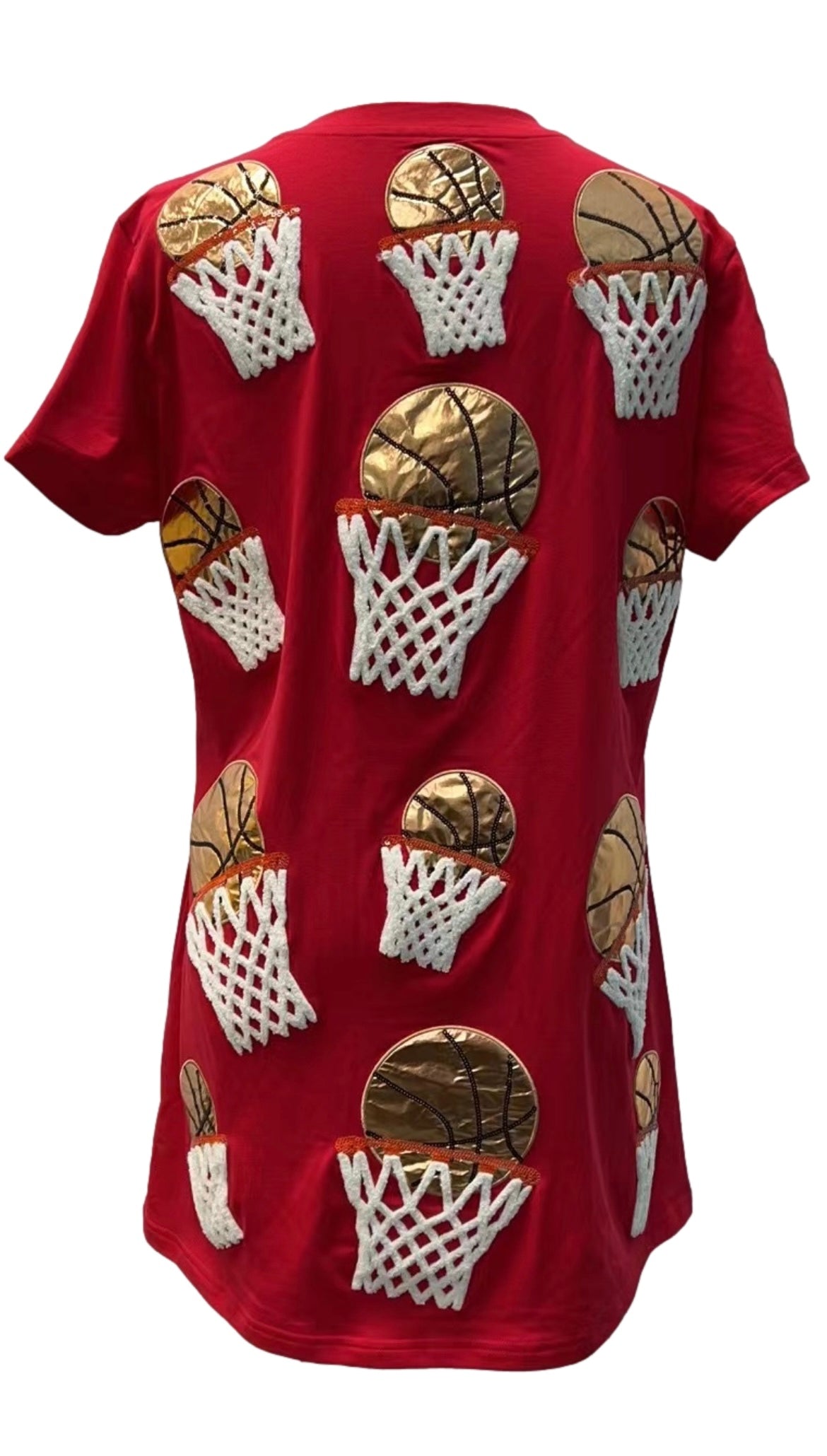 Red Basketball Hoop Tee Dress | Queen of Sparkles