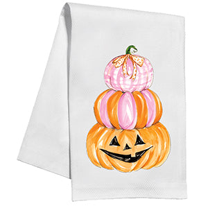 Pink & Orange Pumpkin Stack Tea Towel | Rosanne Beck