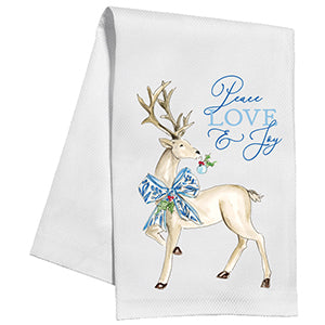 Peace Love and Joy Reindeer Tea Towel | Rosanne Beck