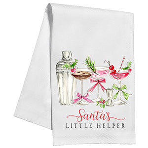 Santa's Little Helper Christmas Cocktails Tea Towel | Rosanne Beck