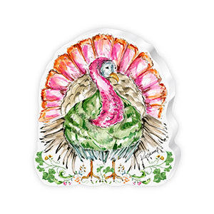 Pink Standing Turkey with Fall Florals Acrylic Art