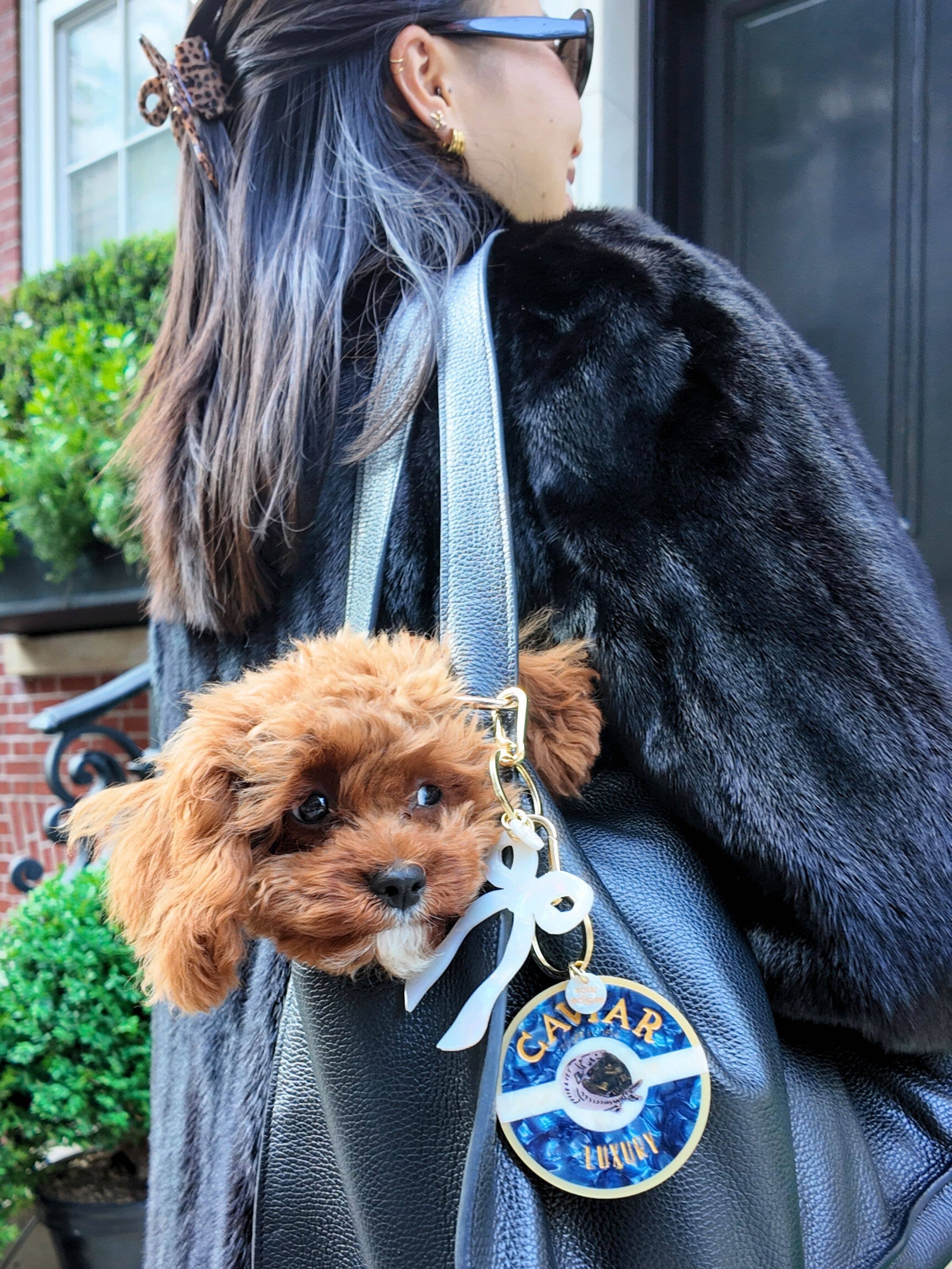 Hand-painted Coquette Bow Bag Charm + Keychain | Solar Eclipse